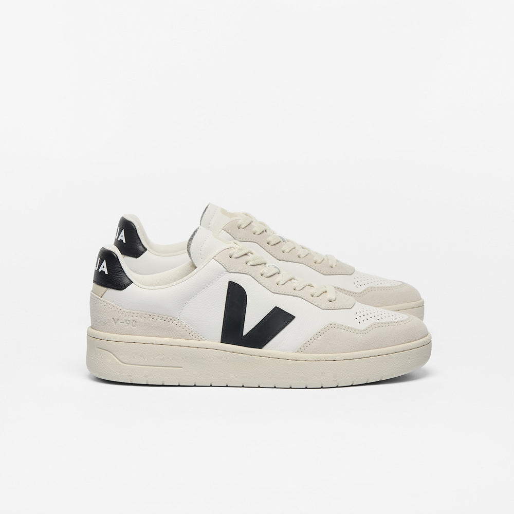 V-90 LEATHER WHITE BLACK | VEJA DISCOUNT