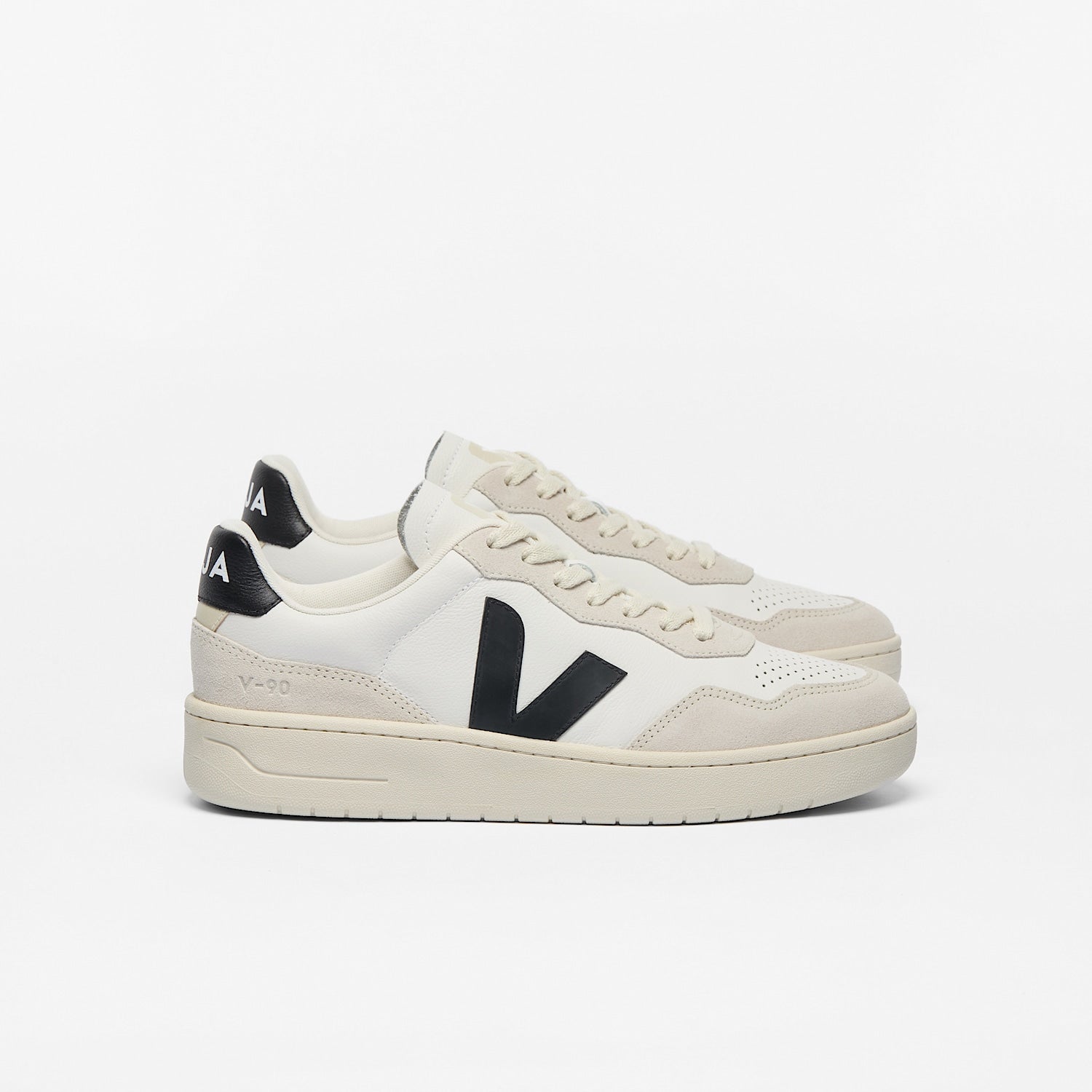V-90 LEATHER WHITE BLACK | VEJA DISCOUNT