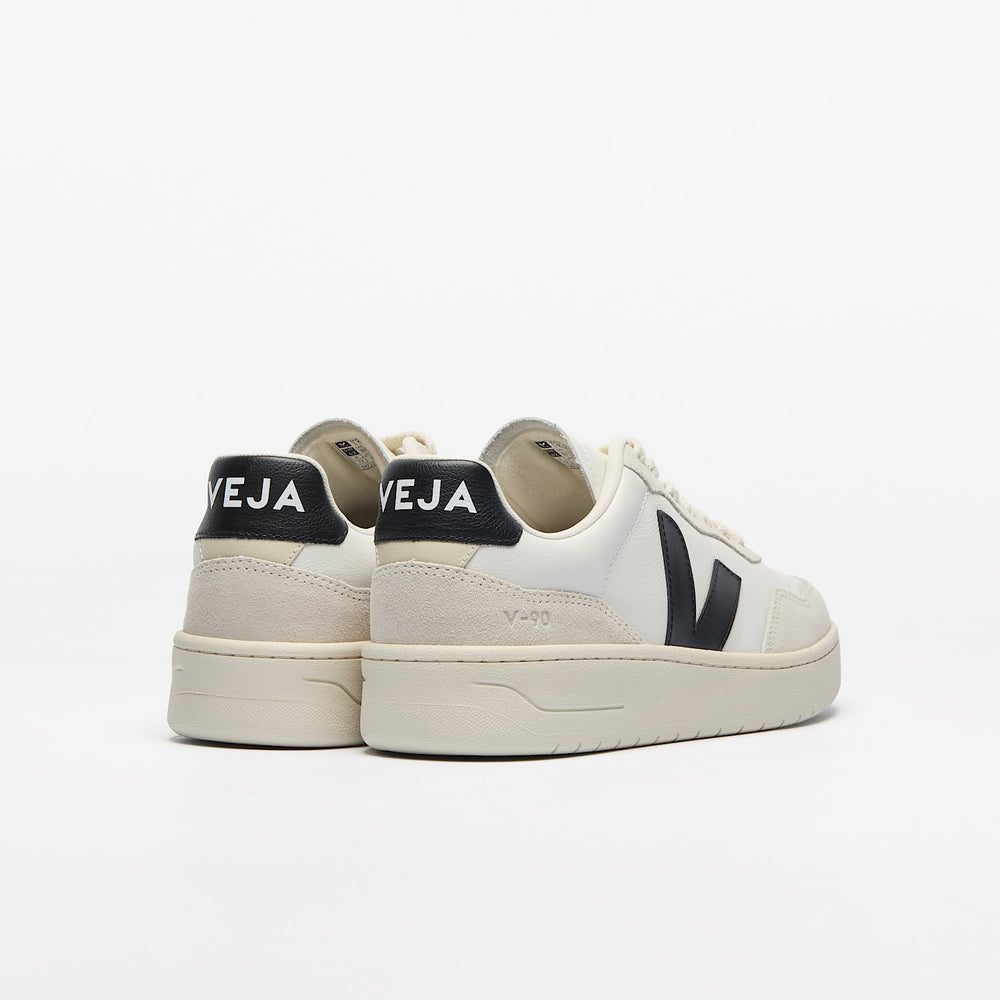 V-90 LEATHER WHITE BLACK | VEJA DISCOUNT