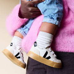V-90 LEATHER WHITE BLACK NATURAL | VEJA OUTLET