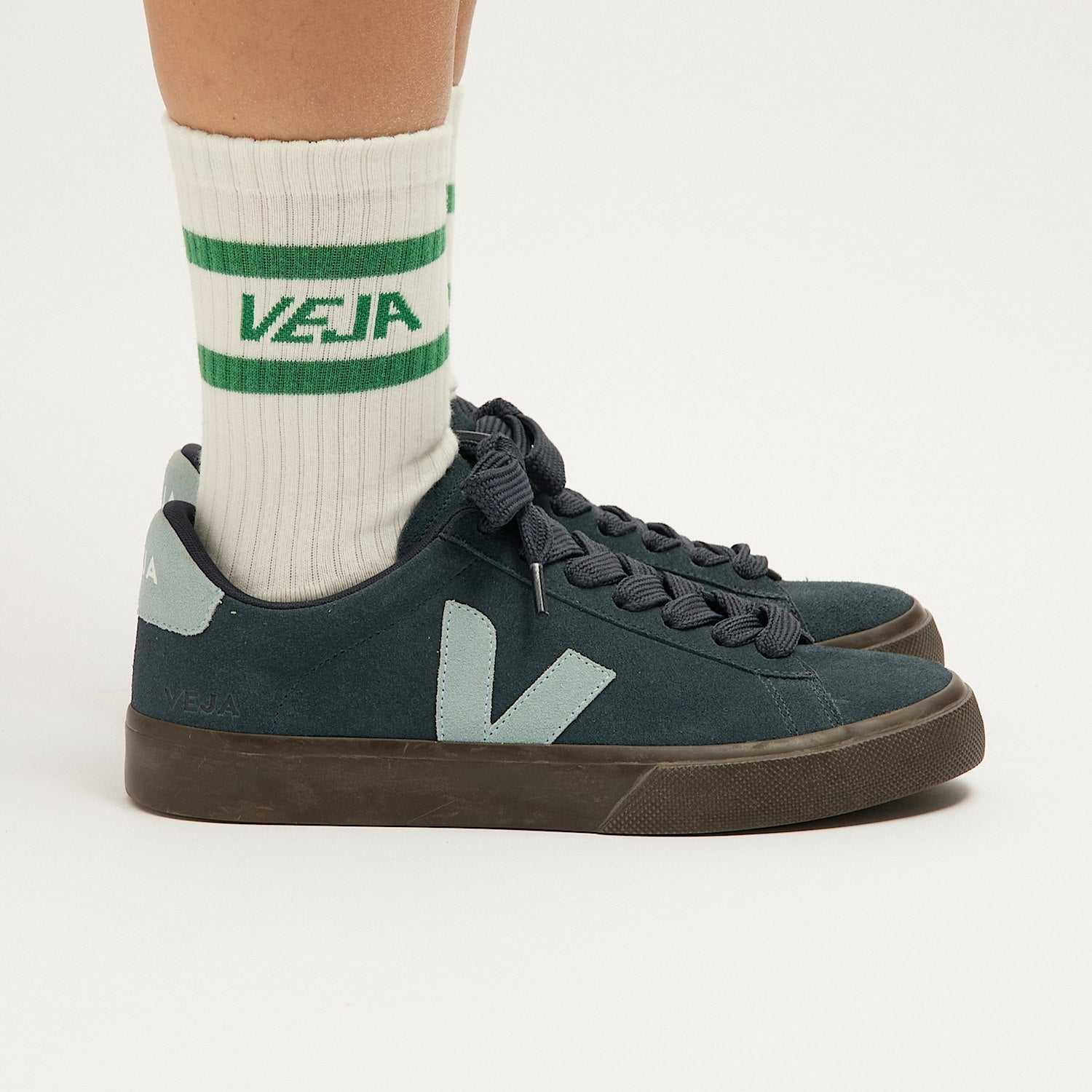 ICONIC SOCKS COTTON WHITE GREEN | VEJA ONLINE