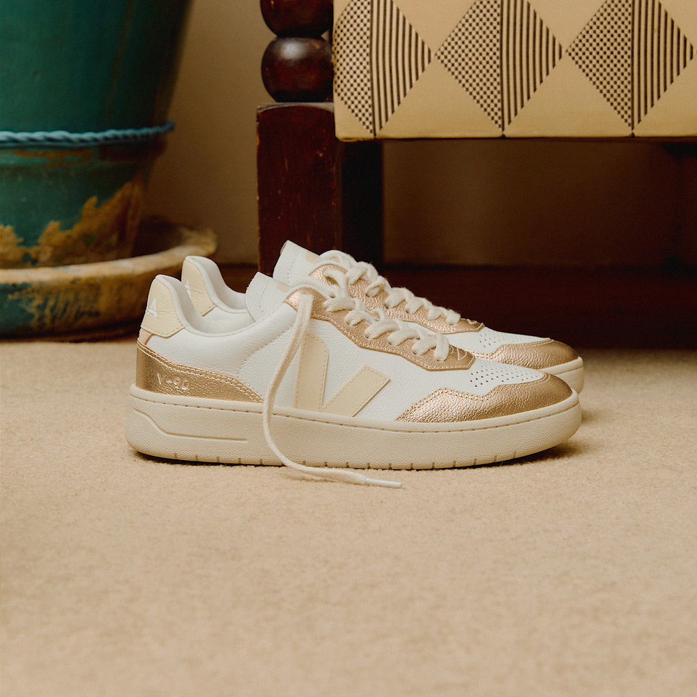 V-90 LEATHER WHITE CALCAIRE PLATINE | VEJA US