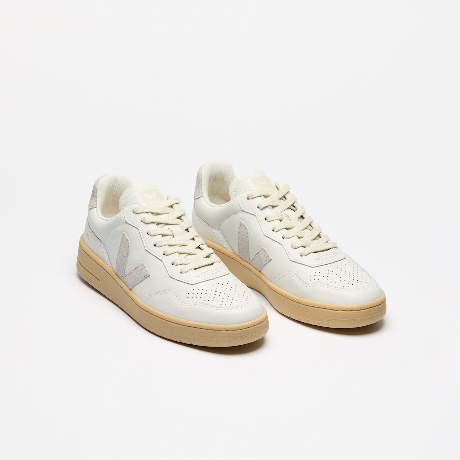 V-90 LEATHER WHITE LIGHT GREY NATURAL | VEJA DISCOUNT