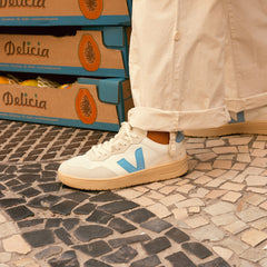 V-90 LEATHER WHITE AQUA NATURAL | VEJA OUTLET