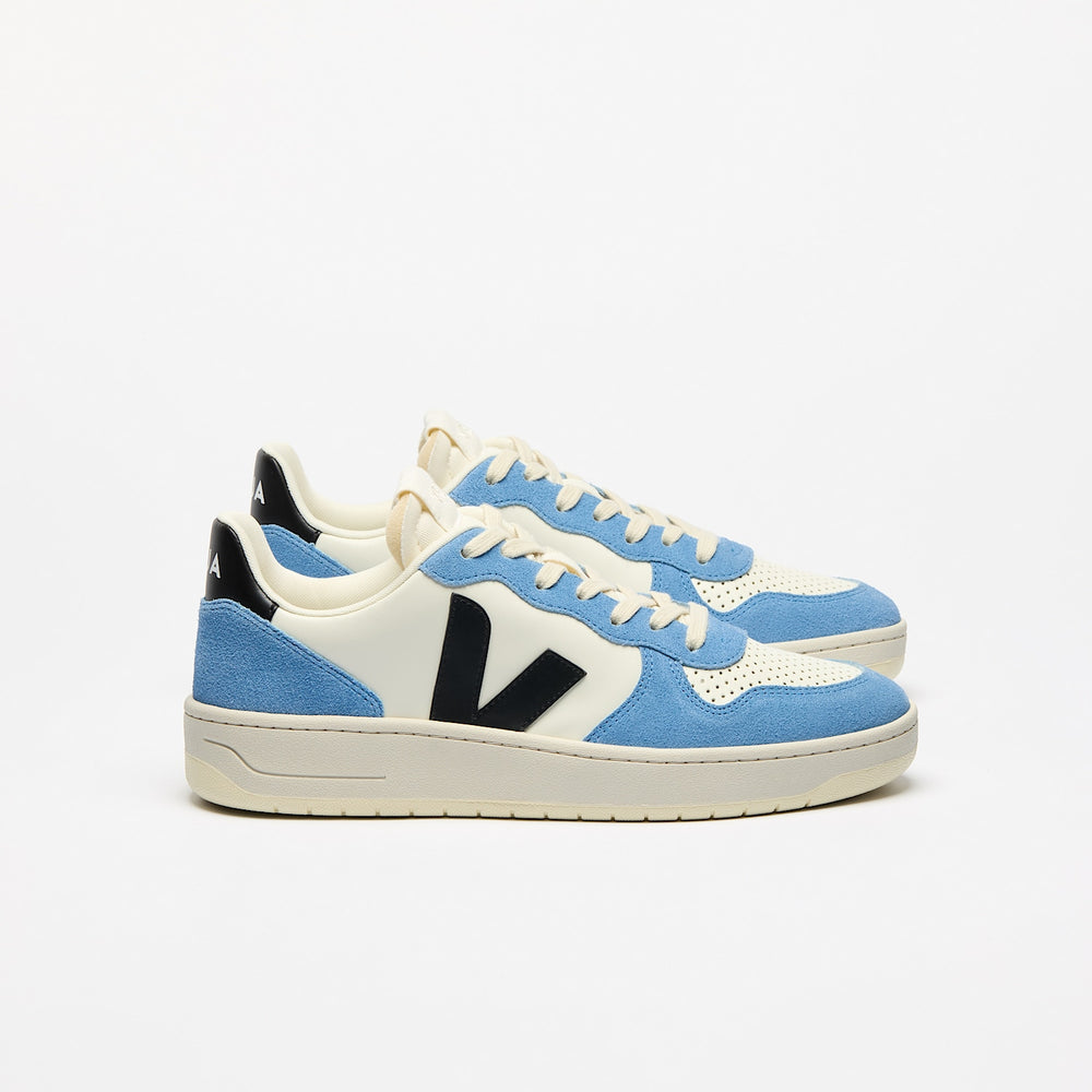V-10 LEATHER PURE BLACK AQUA | VEJA US