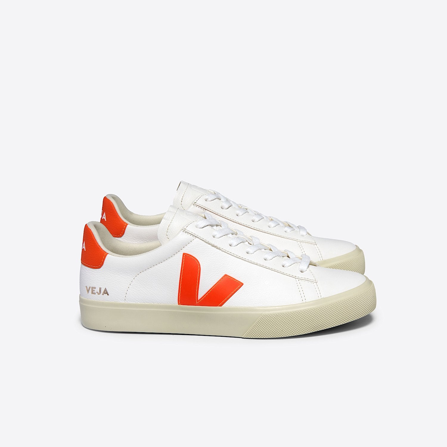 CAMPO LEATHER WHITE ORANGE FLUO | VEJA US