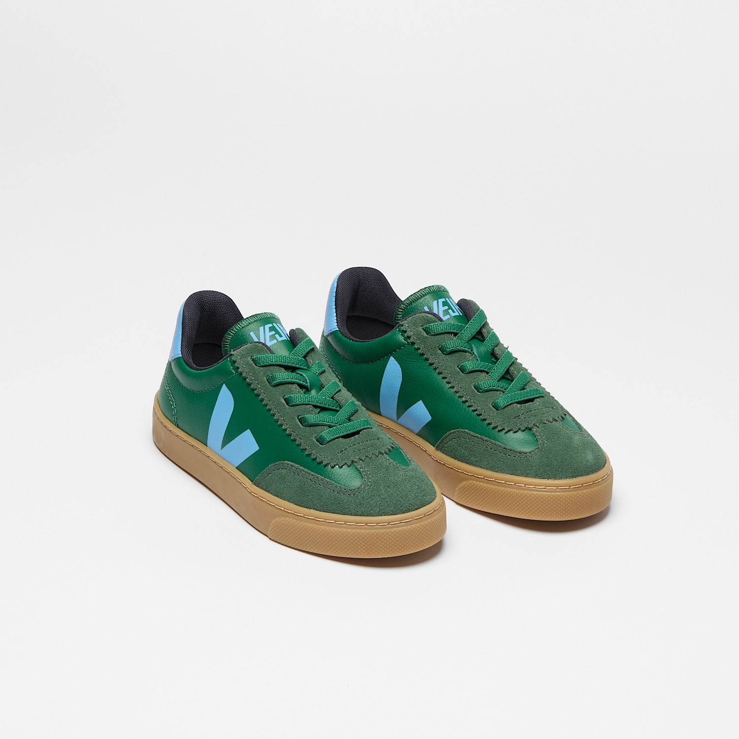 VOLLEY ELASTIC LACES LEATHER GOLF AQUA NATURAL | VEJA ONLINE