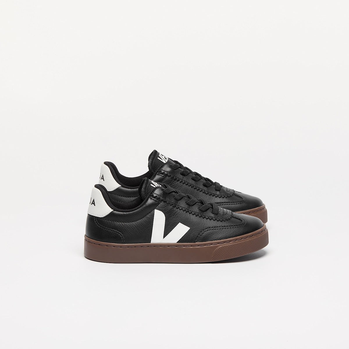 VOLLEY ELASTIC LACES LEATHER BLACK WHITE BARK | VEJA FOR SALE