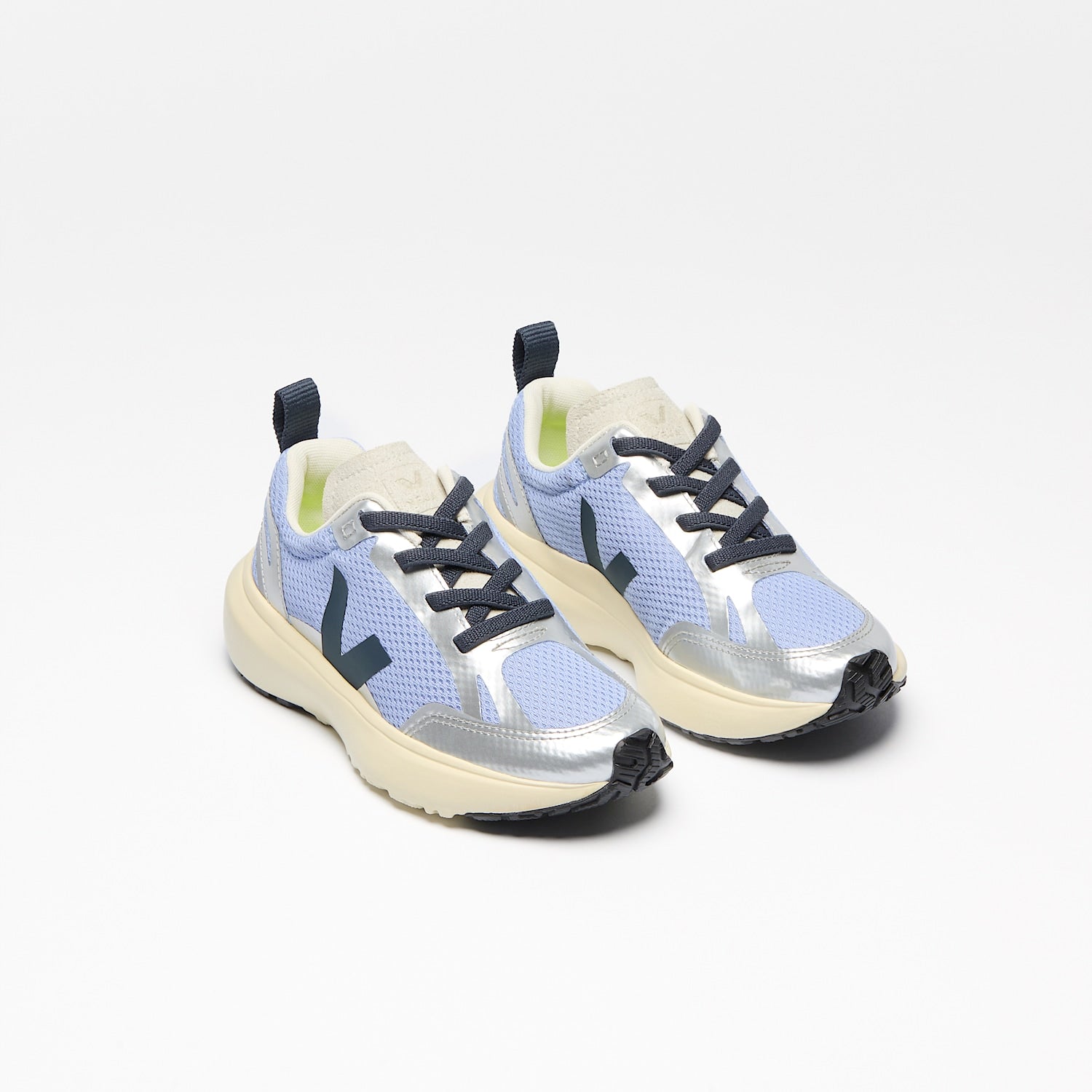 CANARY ELASTIC LACES ALVEOMESH OLYMPE NAUTICO SILVER | VEJA DISCOUNT