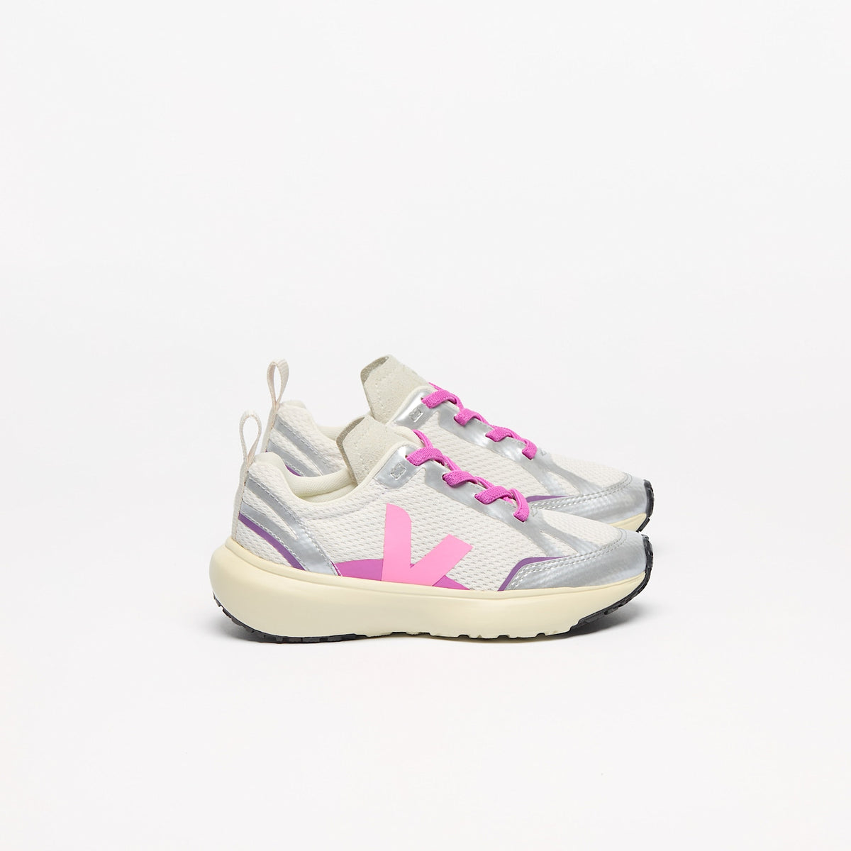 CANARY ELASTIC LACES ALVEOMESH GRAVEL MALIBU SILVER | VEJA DISCOUNT