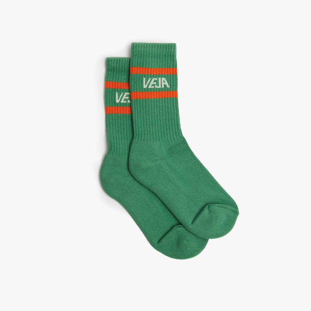 ICONIC SOCKS COTTON GREEN WHITE ORANGE | VEJA SALE