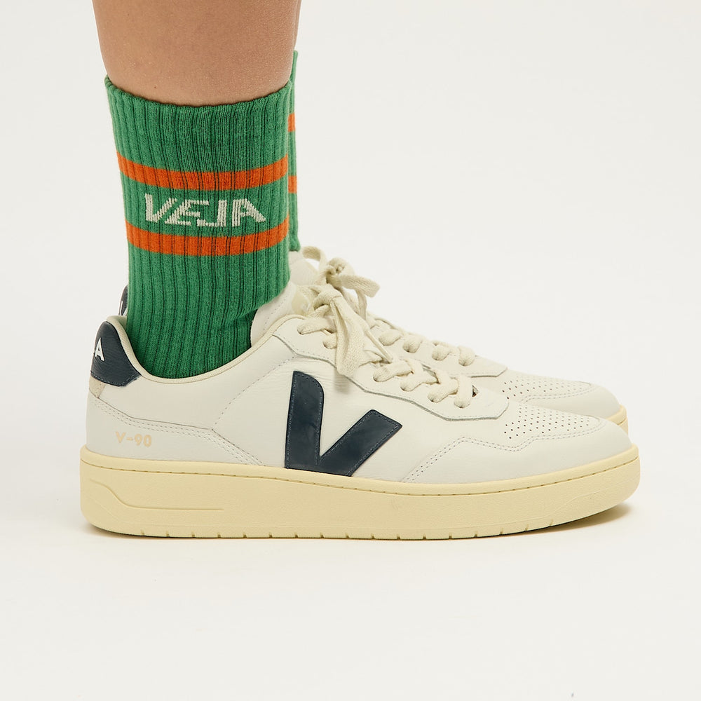 ICONIC SOCKS COTTON GREEN WHITE ORANGE | VEJA SALE
